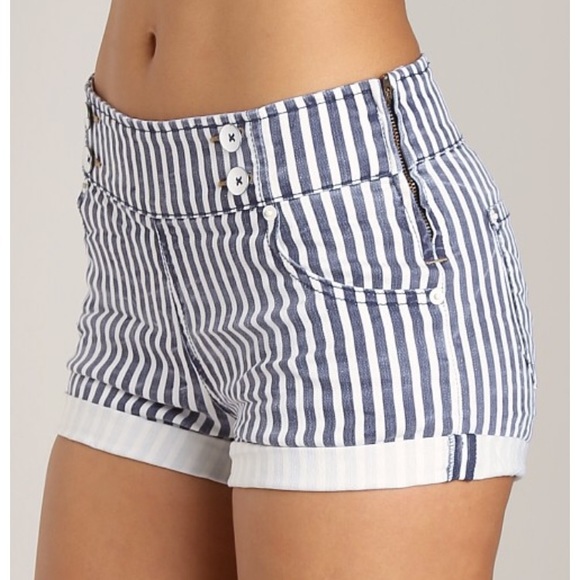 Free People Pants - Free People mariner striped denim shorts 27